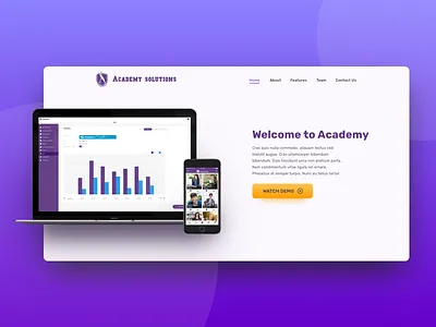 Academy Landing page dashboard header landing landing page page ui website