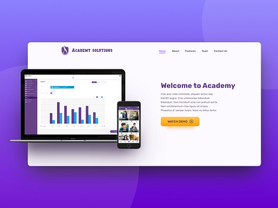 Academy Landing page dashboard header landing landing page page ui website