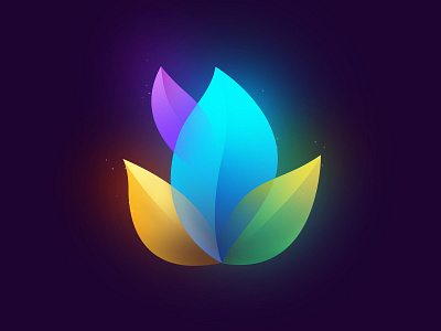 Leaves blue branding colorful design gradient green icon leaves logo mark yellow