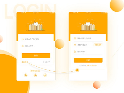 A group of login registration pages app，ui