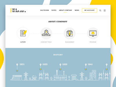 Energy vendor: about company page company energy icons time line vendor