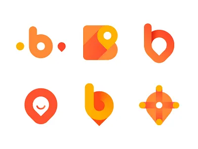 Logo concepts for all-in-one ride hailing app ( for sale ) app icon mark b monogram letter brand energy dynamic drive cab auto location shadow fast map local lettering moving icon ride pin social minimalistic smile human fast speed connection chat track
