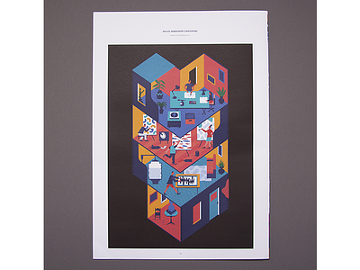 Cut house character colour cut design errratum house isometric magazine