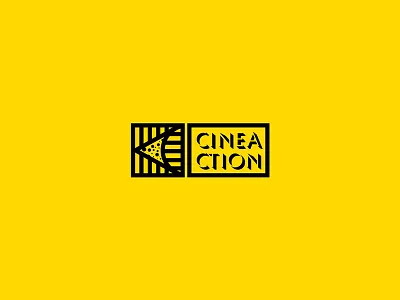 Cineaction logo action black branding camera cinema eye identity light logo yellow