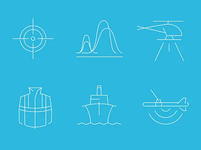 Next Geosolutions - icons boat data engineering factoria helicopter icon illustration jacket outline radar services website
