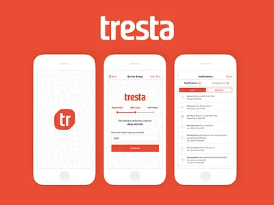 Tresta Mobile android branding ios mobile notifications progress red ui ux