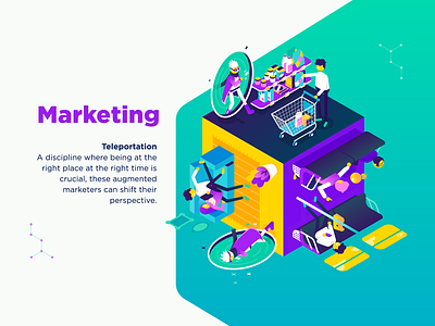 Teleportation client customer illustration isometric landing page marketing patswerk supermarket teleportation vector