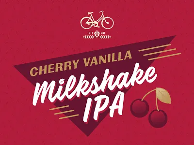 Cherry Milkshake IPA Label bicycle cherry craft beer illustration label milkshake packaging vanilla