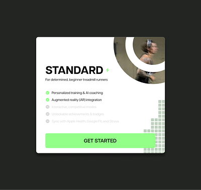 Pricing Card for Fitness App (Standard) design exercise fitness form gym modal modern popup sign in sign up signin signup uiux web design website design