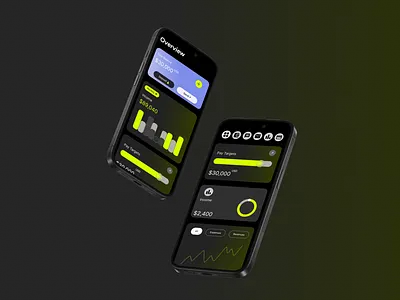 Finance app with Dark mode and neon vibes finance mobile app ui ux web3