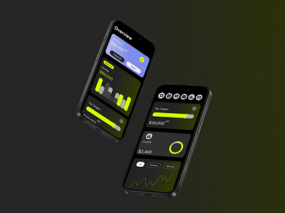 Finance app with Dark mode and neon vibes finance mobile app ui ux web3