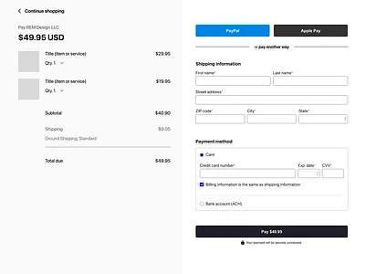 E-Commerce Checkout UI Concept checkout design e commerce form form ui forms payment payments secure security shopping store ui ux