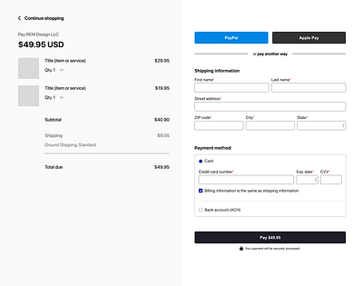 E-Commerce Checkout UI Concept checkout design e commerce form form ui forms payment payments secure security shopping store ui ux