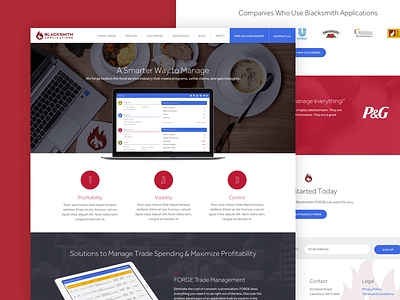 Blacksmith Applications black blue design effra red saas software website