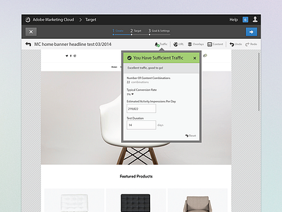 ADOBE Target - Traffic Estimator adobe adobe target product design uiux