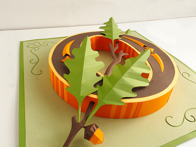O is for Oak dropcap fern illuminated letter paper paper illustration paper sculpture type type illustration typography