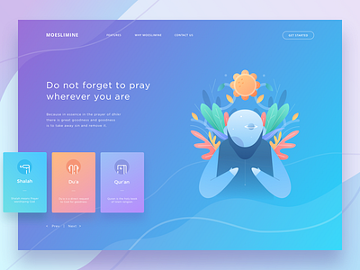 Moeslimine Landing Page agency colorful flower icon illustration islam landingpage leaf moeslim pray web