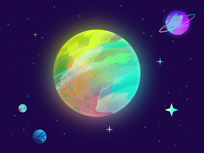 planets gradients illustration planet space stars universe