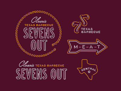 Sevens Out Development bar b q barbecue bbq meat neon rope sign texas typography