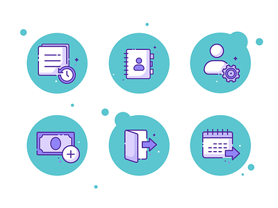 Dashboard Icon Set activity balance dashboard details export icon icons line logout schedule upload violet