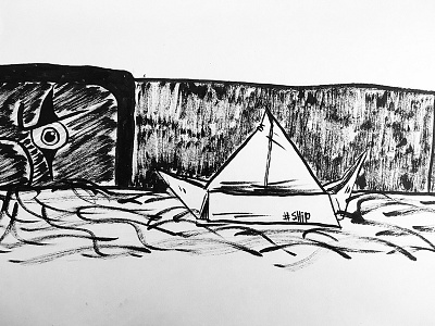 Day 25 - Ship brush drawings ink inktank inktober inktober2017 pen