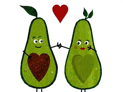 Avocado Love avocado food green heart illustration man woman