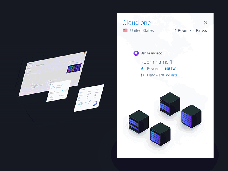 Quick Exploration animation dashboard exploration isometric mackbook mockup servers showcase