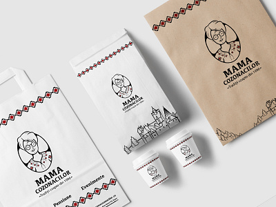 Visual ID Mama Cozonacilor character logo mockup pastry romania visual identity