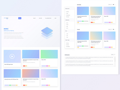 NERC Open Data Portal articles data design gradient landing layout modern raff hbb ui ux web website white