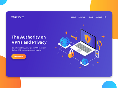 Landing Page - VPN Expert colorful gradient hero home illustration isometric landing page vpn web