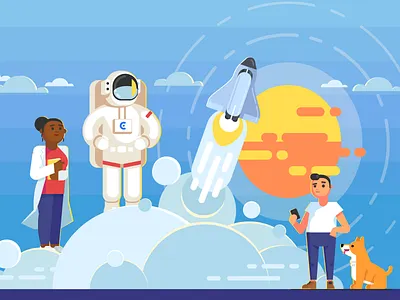 Styleframe for Chanty (1) concept corporate cosmonaut dog flat illustration illustrator space style styleframe