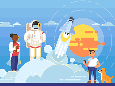 Styleframe for Chanty (1) concept corporate cosmonaut dog flat illustration illustrator space style styleframe