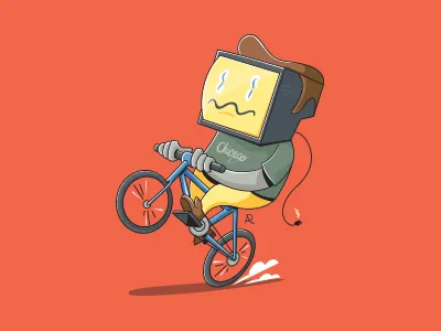 Wheelie bicycle bike character design cycle television tv wheelie