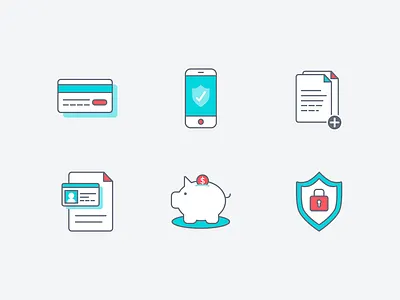 Icon set: financial security bank bank account credit card financial icons illustration security verify