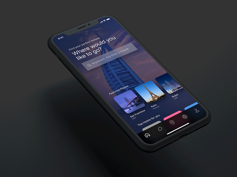 Travel App animation app application concept iphone x landing page travel travel app ui ux