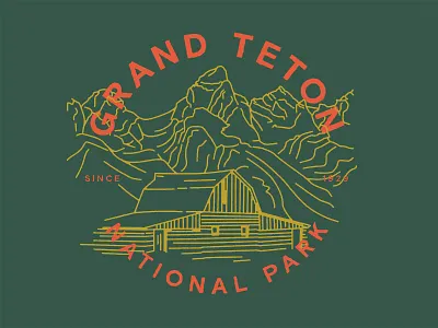 Grand Teton grand teton illustration mountains national park nature park type