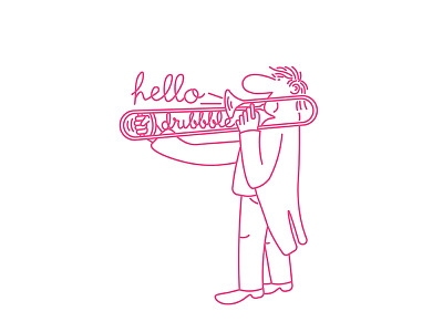 Hello Dribbble! caricature character design line musician shot vector