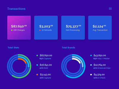 Transaction Overview bugdet chart dashboard graph pie refund report sales transaction ui ux