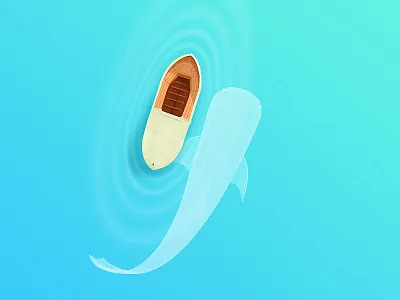 Movie illustration blue boat illustration sea water