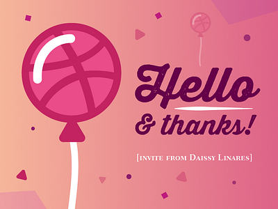 HELLO! balloons debut design dribbble graphic illustrator party script type typography vector warm