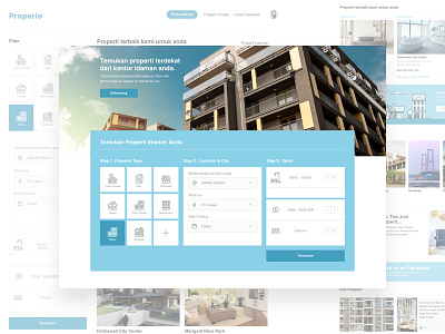 Properio homepage icons illustration landing property ui ux website