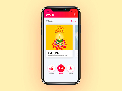 Greeting eCard Dashboard card dashboard greeting invitation ios iphonex minimal photoshop red ui ux