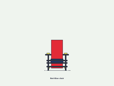 Red Blue Chair chair creative design digital art graphic illustration rietveld vector