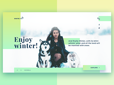 Winter Landing Page decom dog girl landing modern page snow ui ux winter