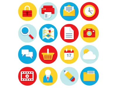 Flat Icons flat icons icons mail icon map icon printer icon web icons