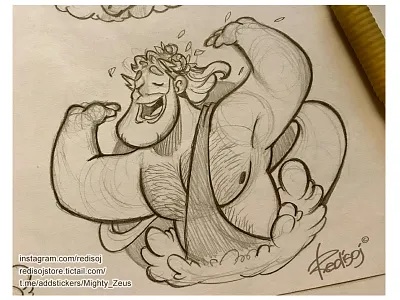 Zeus beard cartoon character redisoj sketch telegramstickers zeus