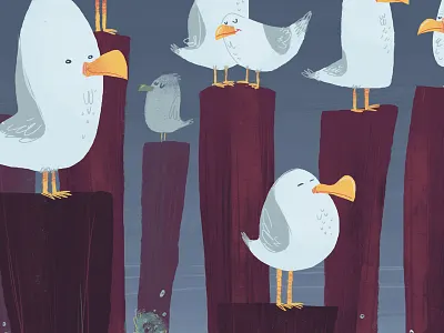 Seagulls - a lot of seagulls beach discover gull illustration kidlitart nature ocean sea seagull seagulls