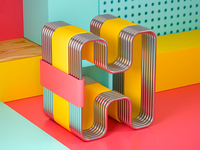 The H 3d c4d design illustration render