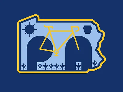 Bike PA badge bicycle logo nature patch pennsylvania retro