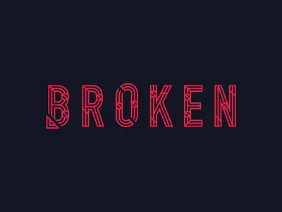 Broken Typography break broken design lines logo logotype red shatter shear split type